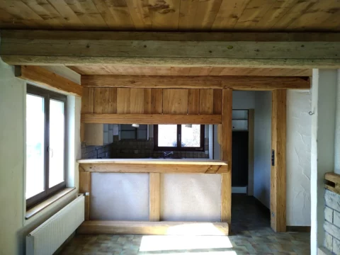 Holzbar nach dem Softstrahlen